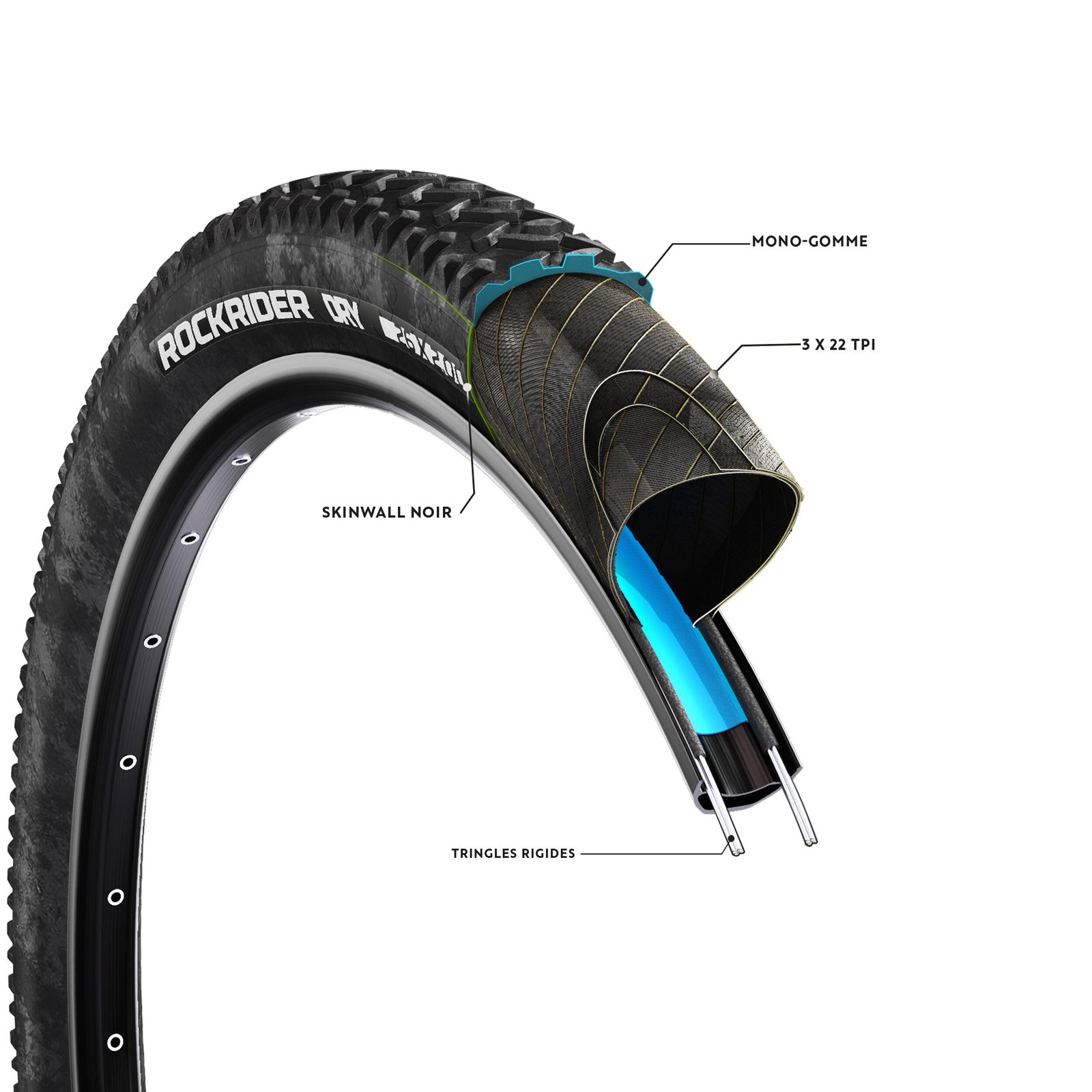 BTWIN Stiff Bead MTB Tyre Dry1 26 x 2.00